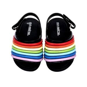 NEW! Mini Melissa Beach Slide Sandal Rainbow Black Toddler Girls' SZ 5